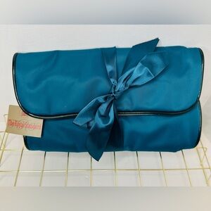 The Royal Standard Teal Travel Jewelry Case Tri Fold Bag With Ribbon